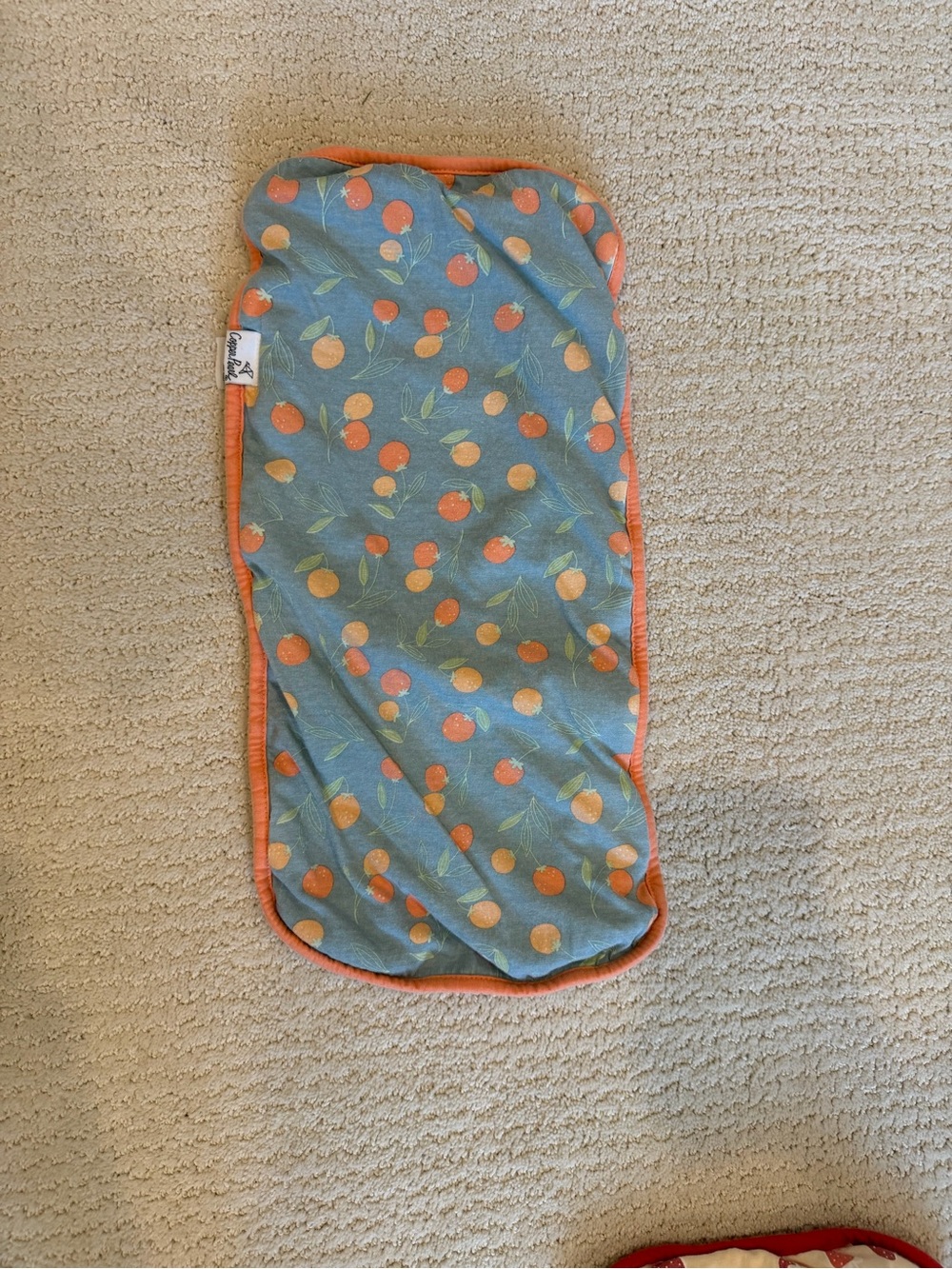 Baby Burp Cloth with Orange Fruit Print - Blue/Orange